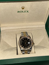 Rolex Datejust Black Dial Diamond Bezel & Markers Two-Tone Bracelet w/ Box picture