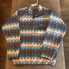 Rare Patagonia T Snap Synchilla Fleece Pullover Men’s Small Blue Aztec Geometric picture