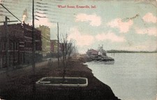 Evansville IN Indiana Wharf Ohio River Waterfront Apartments Vtg Postcard 17A picture