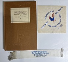 NY Worlds Fair 1939 Lucky Strike Book Napkin Fiberglass Bookmark Souvenir RARE picture