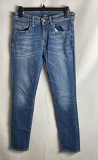 R13 Women's Blue Distressed Stretch Skinny Jeans Denim Made in Italy Sz 29 picture