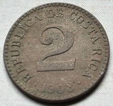 1903 Costa Rica 2 Centimos - XF Details - Rare Low Mintage (630k) Philadelphia picture