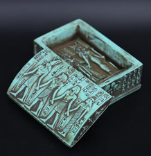 Authentic Ancient Egyptian Antiquities Stone Turquoise pharaonic Box Egyptian BC picture