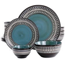 Blue Sage 16 Piece Double Bowl Stoneware Dinnerware Set in Blue picture