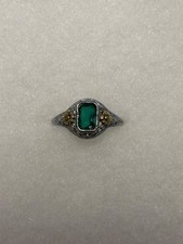 Antique Art Deco A&S 10K White Gold Filigree Ring c. 1920s–30s picture