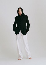 NWT MANGO MNG WHITE HIGH WAISTED STRAIGHT FIT SUIT PANTS SZ 42 US 10 picture