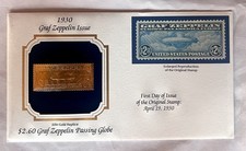 Rare 1930 Graf Zeppelin Issue 22K Gold Replica $2.60 Stamp & First Day Cover  picture