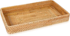Wicker Storage Basket Rattan Tray Rectangular 14.6