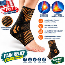 Copper Ankle Brace Silver Support Compression Sleeve Socks Foot Fasciitis Pain picture