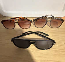 Men's Rectangle Sunglasses Lot of 3 Tortoise Shell, Brown Tinted Plastic picture