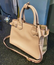 Burberry Bannner Pale Orchid Derby Leather House Check Medium Tote Bag AUTH picture