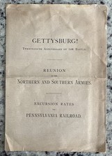 Antique 1888 25 Year Reunion Battle Of Gettysburg PA Brochure Penn RR Rate Table picture
