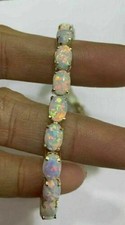 20Ct Oval Cut Fire Opal 7.25 Inches Women's Tennis Bracelet 14k Yellow Gold Over picture
