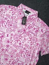 Sunday Swagger Mens Golf Polo Happy Thoughts Breast Cancer Awareness Pink picture