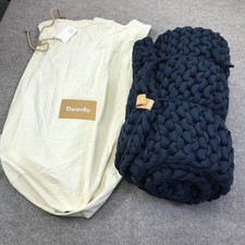 Bearaby Blue Cotton Napper Weighted Knit Throw Blanket Soft Organic Cotton New picture