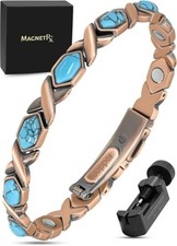 MagnetRX® Pure Copper Magnetic Bracelets for Women (Turquoise XO) picture