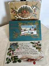 ⁠Lot of 3 Antique Christmas Postcards 1907 - 1912 Embossed Raphael Tuck, Birds  picture