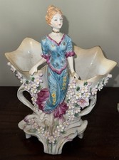 Richard Klemm antique German porcelain Dresden figure vase girl picture