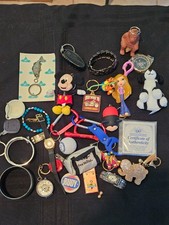 Vintage Junk Drawer Lot Daytona Bike Week 99 Brass Tag Timex Watch Rudy Pin picture