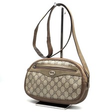Vintage Gucci Shoulder Bag pouch purse GG PVC Brown Authentic picture