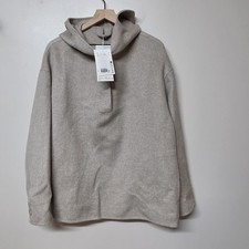 Cos Oversized Double Faced Knit Wool Blend Half Placket Hoodie In Beige Sz S NWT picture