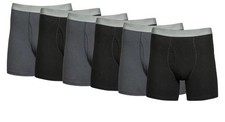 Mens George (6) Pack Black & Gray Stretch Boxer Brief Size: Medium (32-24) NWT picture