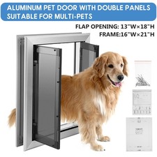 16'' x 21'' Large Dog Door XL Aluminum Pet Door Double Panels Automatic Close picture