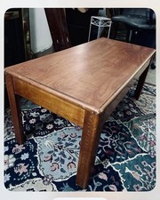 Vintage Danish Mid Century Style Modern Brown Coffee Table w Hand Carved Motif picture