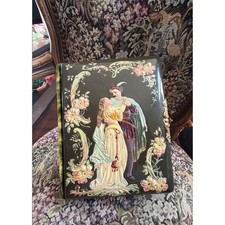 Antique Victorian Celluloid Velvet Photo Album Courting Couple C 1890s Rare picture