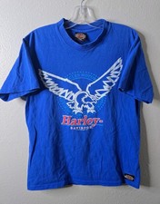 Vintage 90s 1991 Harley Davidson Motorcycle Eagle Blue Shirt Size Med. picture