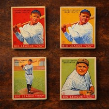 Babe Ruth 1930's Inspired Reprint Set - Vintage-Style 4 Card Novelty Displays picture
