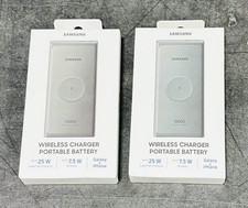 2x Samsung 2 in 1 Portable Fast Charge Wireless Charger Power Bank 10000mAh Gray picture
