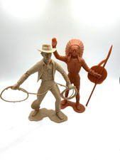 Vintage Louis Marx & Co. Cowboy and Indian Action Figures Set 1964 picture