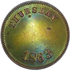 (1863) Aaron White's Satirical Token Abraham Lincoln's Emancipation Thursday picture