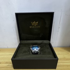BORMAN Men’s Wrist Watch Blue Dial Silver Tone Black Band w/ Original Box picture