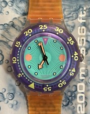 Vintage 1991 Swatch Scuba 200 Medusa SDK102 NOS New Battery w/ Box Papers picture