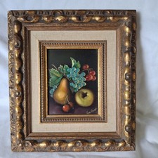 J Van Hoot Dutch Painting Still Life Fruit Oil On Board 9.5