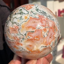 3.01lb Natural Green Light Pink Water Grass Agate Quartz Crystal Geode Sphere picture
