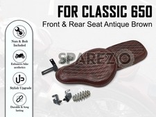 For Royal Enfield Classic 650 Genuine Leather Front & Rear Seat Antique Brown picture