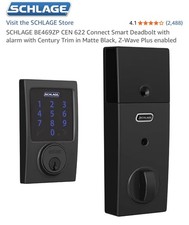 Schlage BE469ZP CEN 622 Connect Smart Deadbolt with Alarm with Century Trim ... picture