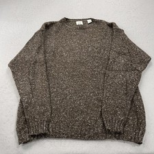 VINTAGE GAP Sweater Mens Large Brown Wool Blend Fisherman Crewneck Knit 90s picture