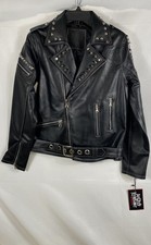 Killstar Women's Black Studded Faux Leather Biker Jacket Sz S NWT picture