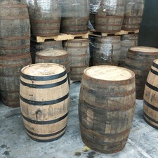 Wooden Whiskey Barrel - Oak Barrel Rustic Storage Aging Tank picture
