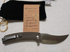 Artisan Cutlery Tradition 1845P Folding Knife AR-RPM9 Micarta Dirk Pinkerton picture