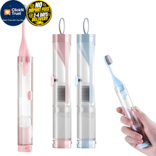 kulusion 2Pcs Travel Toothbrushes Kit Fold 1 Count (Pack of 2), Blue&pink picture