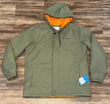 Columbia Mens Insulated Cedar Cliff Omni Tech Hooded Jacket Green Orange Sz M picture
