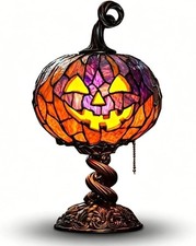 Halloween Pumpkin Table Lamp – Ghost & Bat Resin Decor picture
