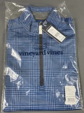 Vineyard Vines Golf Pullover JN Glen Plaid Pescadero 1/2 Zip Small Blue $148 picture