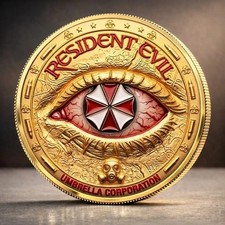 Resident Evil Umbrella Corporation Commemorative Coin Biohazard Eye Gold Plated picture