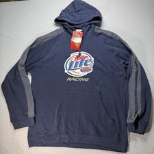 Vintage Miller Lite Racing Rusty Wallace Hoodie Men Large(L) Sweatshirt Blue NWT picture